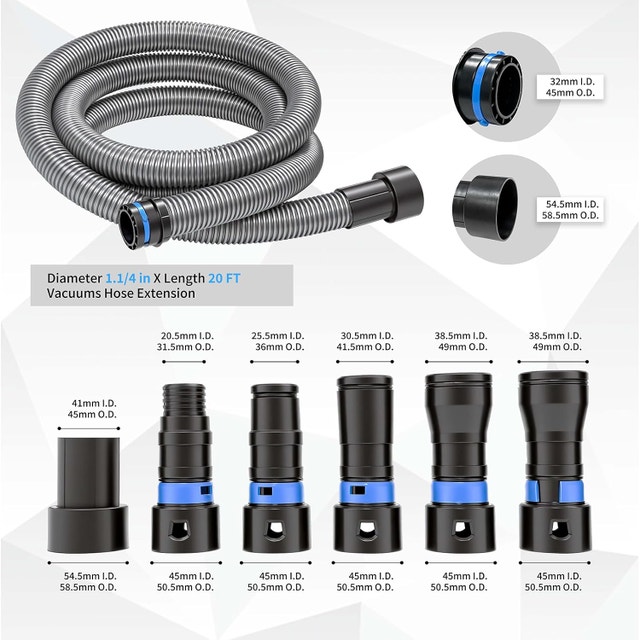 20FT Shop Vac Hose Extension Kit w/ 6 Adapters - photo 2