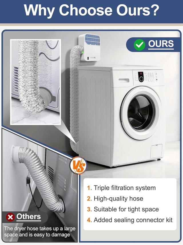 Indoor Dryer Vent Kit - 4" Triple Filtration Lint Catcher - photo 4