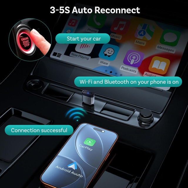 Mini Nova 2-in-1 Wireless CarPlay & Android Auto Adapter - photo 4