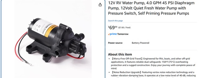 12V RV/ Boat/ Camp Water Pump 4.0 GPM 45 PSI Diaphragm - photo 2