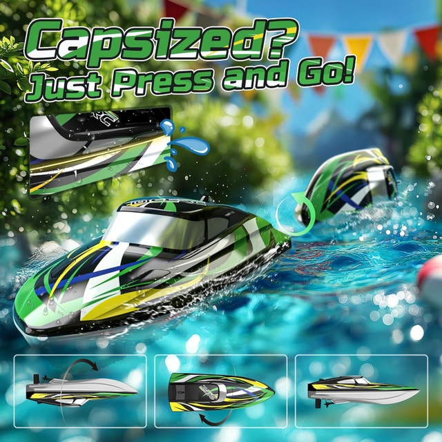 Fast RC Boat 30kmh LED Lights Self Righting Remote Control 2 Bat - photo 5
