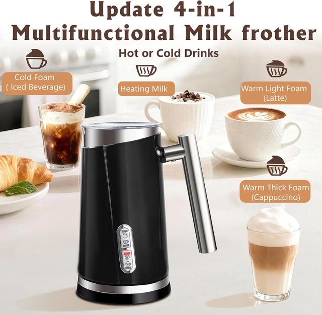 4-in-1 Electric Milk Frother & Steamer with Handle - photo 3