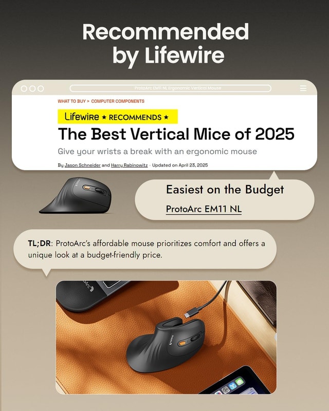 ProtoArc EM11 NL Vertical Ergonomic Mouse - photo 4