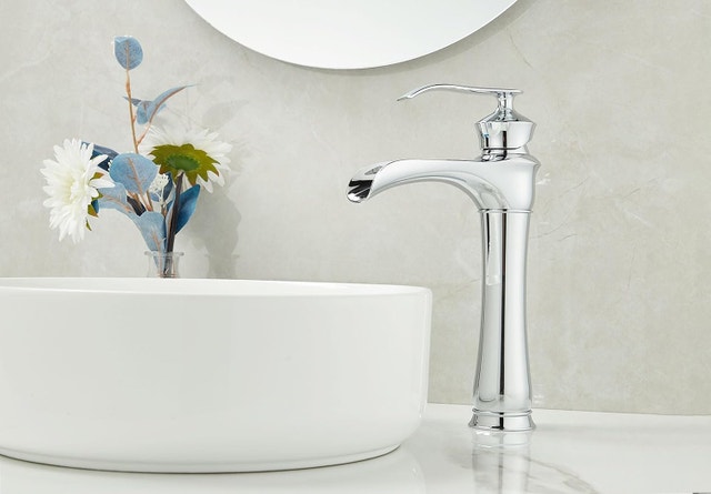 Tall Retro Waterfall Vessel Sink Faucet, Chrome Brass - photo 2