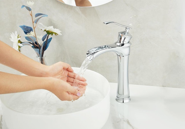 Tall Retro Waterfall Vessel Sink Faucet, Chrome Brass - photo 4