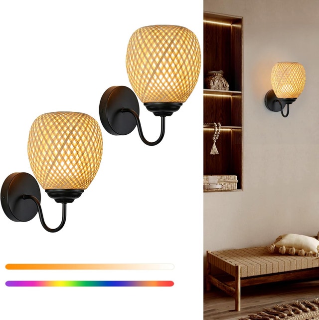 Rechargeable Wall Sconces Set of 2 RGB Remote Control