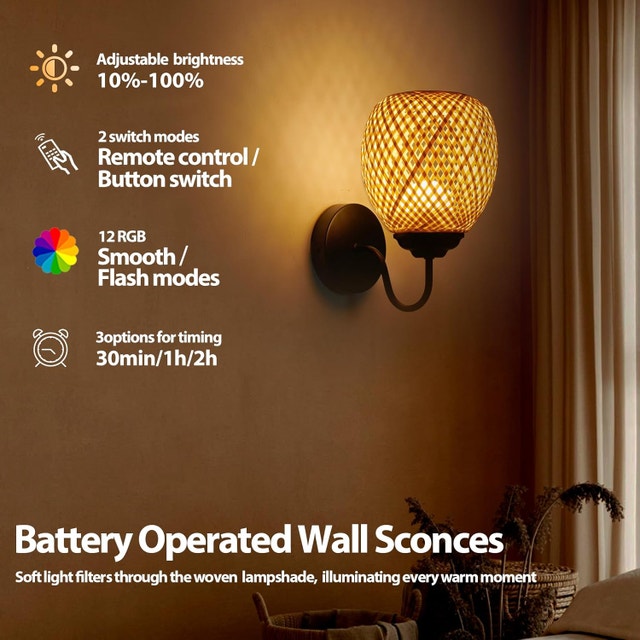 Rechargeable Wall Sconces Set of 2 RGB Remote Control - photo 2