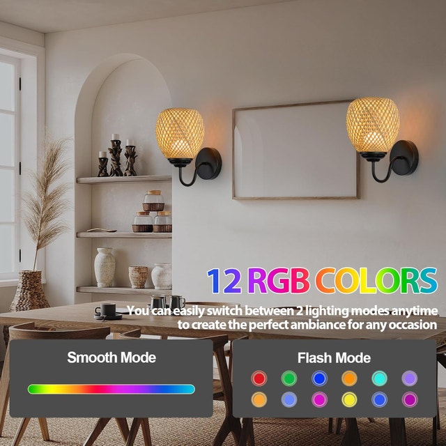 Rechargeable Wall Sconces Set of 2 RGB Remote Control - photo 5