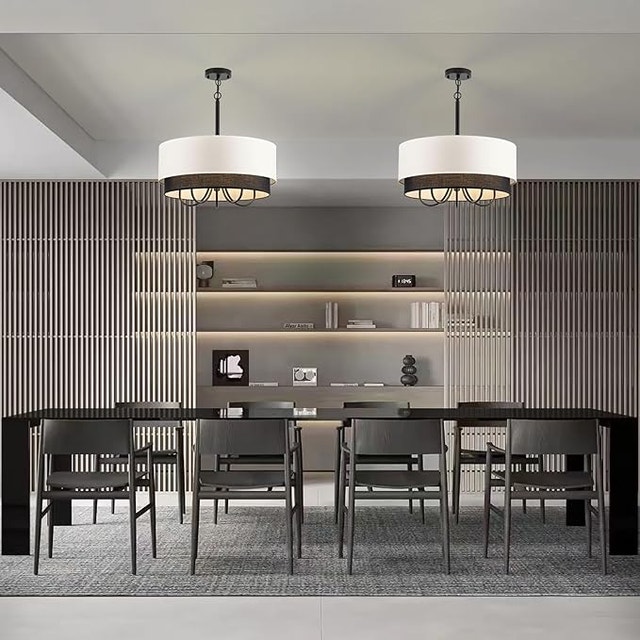 Drum Chandelier 19.7in 5 Light Fabric Shade Adjustable - photo 5
