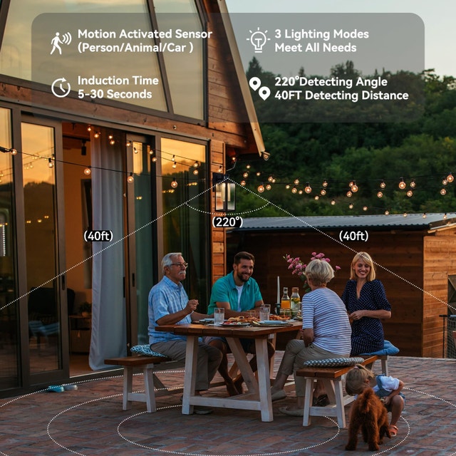 Outdoor Motion Sensor Wall Light Waterproof Dusk to Dawn - photo 3