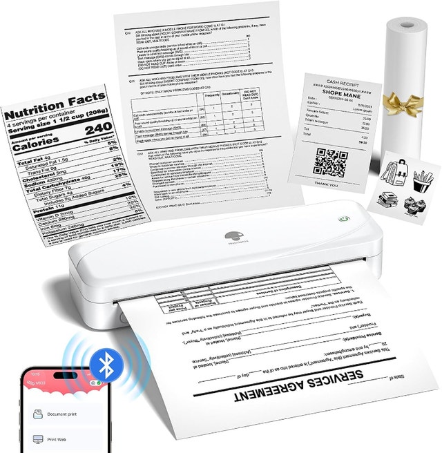 Phomemo M833 Portable Bluetooth Thermal Printer, 300DPI