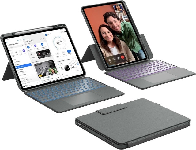 Rugged iPad Keyboard Case, Detachable, Trackpad, 35°-180° Stand