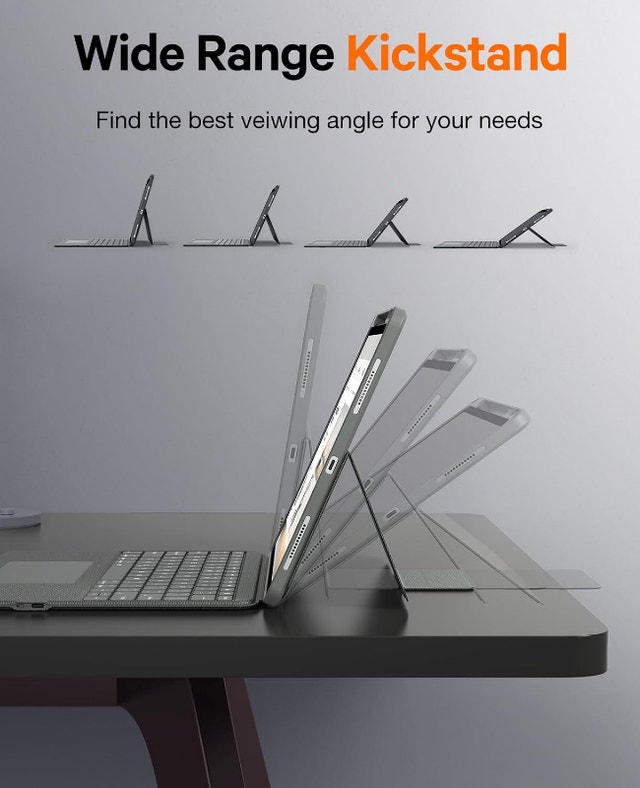 Rugged iPad Keyboard Case, Detachable, Trackpad, 35°-180° Stand - photo 5