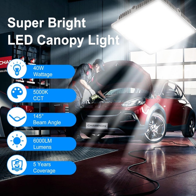G GJIA 40W LED Canopy Light, 6000LM, IP65 Waterproof - photo 2