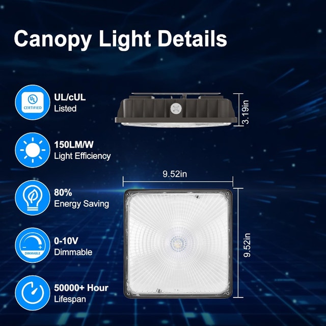 G GJIA 40W LED Canopy Light, 6000LM, IP65 Waterproof - photo 4