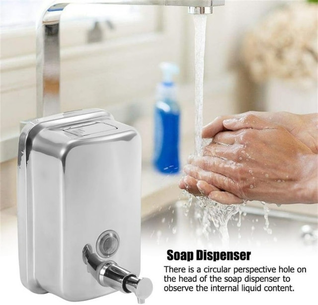 Two (2) Wall-Mounted 500ml Stainless Steel Soap Dispensers - photo 3