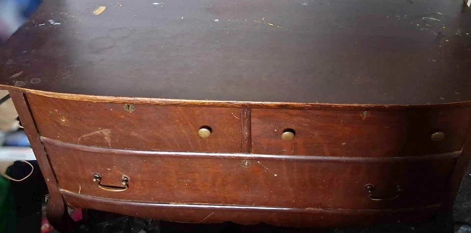 Vintage Bow-Front Wooden Dresser