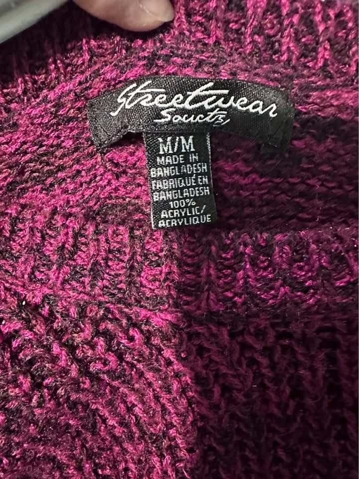 Pink/black Knit Sweater with elastic ends. NEW - photo 4