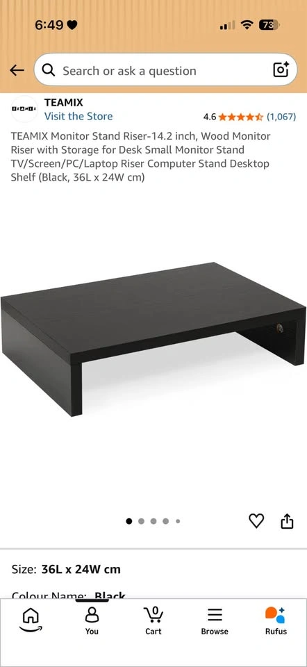 Black Wooden Monitor Stand / Desk Riser with Storage - photo 3