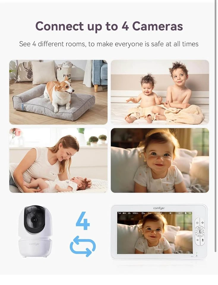 Comfyer BM01 7" HD Baby Monitor – Camera, Audio, Night Vision & - photo 5