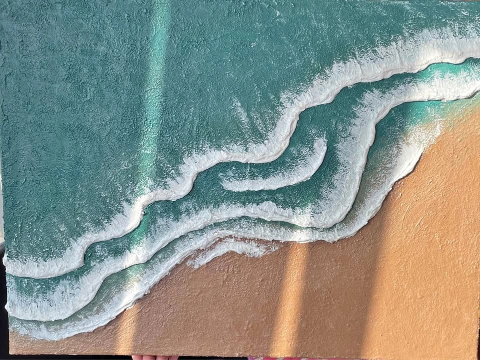 Handmade Textured Wave Canvas Art – 18” x 24”