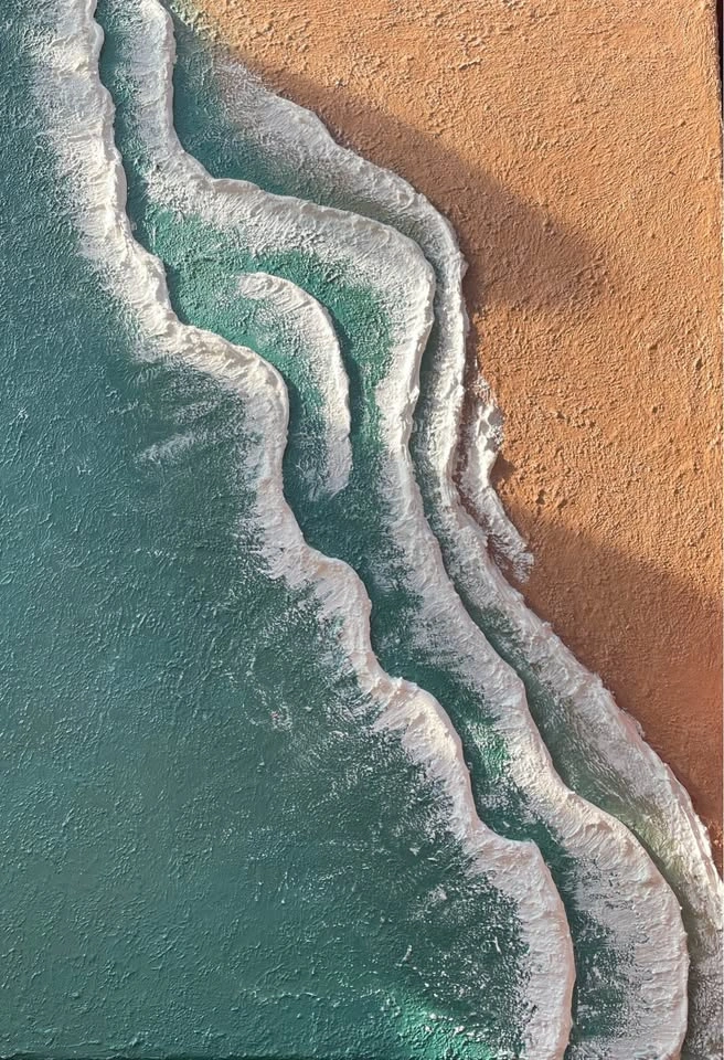 Handmade Textured Wave Canvas Art – 18” x 24” - photo 2