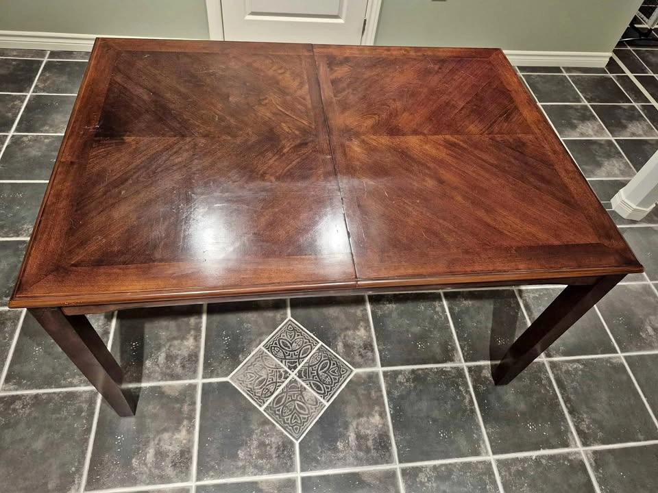 Wood Dining Table with extension sleeve