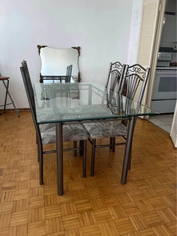 Vintage Glass Top Dining Table with 4 Chairs - photo 2