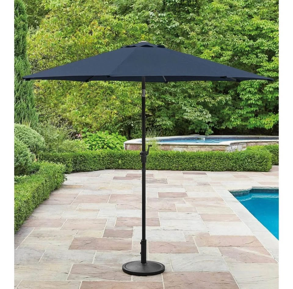HOMETRENDS 9 ft. Round Market Patio Umbrella blue - photo 2