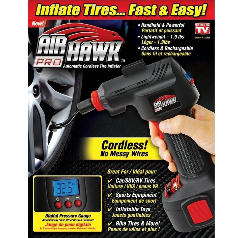 Air Hawk Pro, Portable Air Compressor w/ Built in LED Light - photo 3