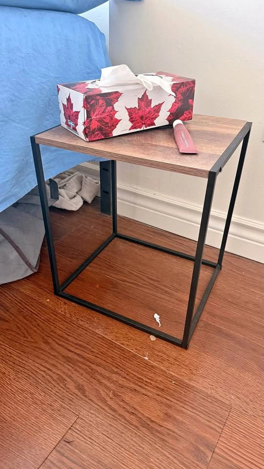 Square Wood and Metal Side Table
