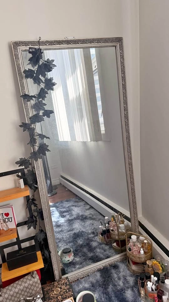 Large Silver Framed Floor Mirror
