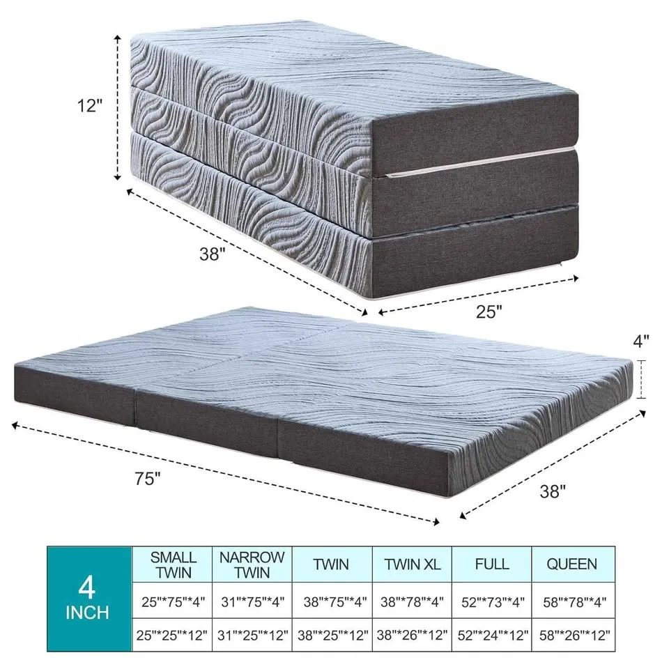 Twolike Twin Foldable Tri-Fold Foam Mattress, NEW image indicator(2)