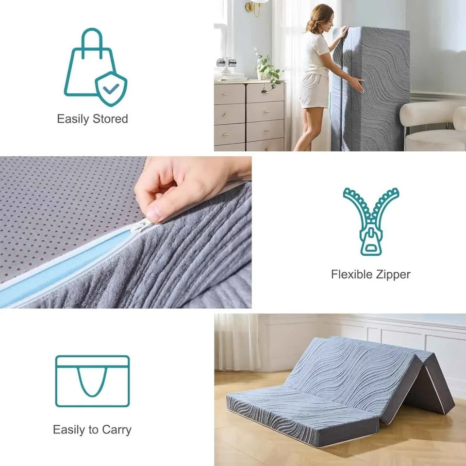 Twolike Twin Foldable Tri-Fold Foam Mattress, NEW image indicator(5)