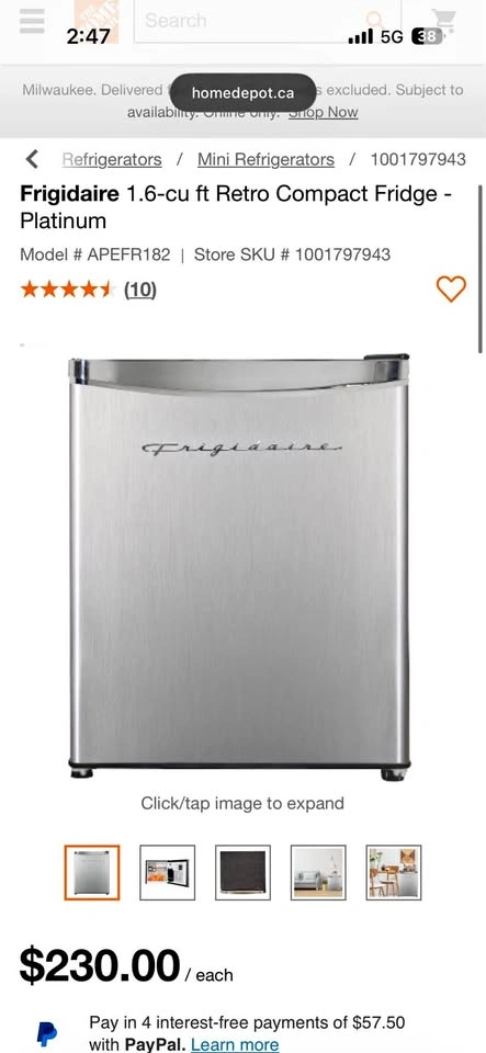 Frigidaire Retro compact mini fridge