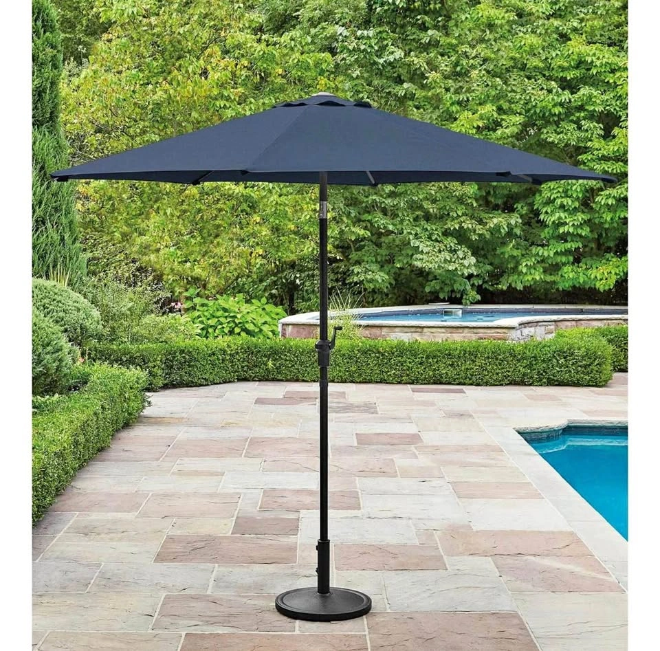 HOMETRENDS 9 ft. Round Market Patio Umbrella blue