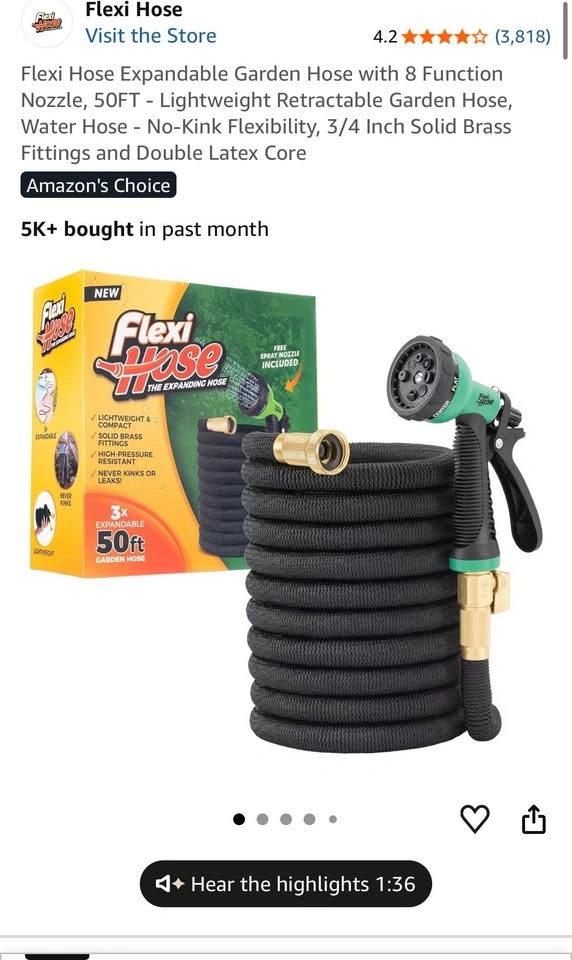 New- Flexi Hose Expanding Garden Hose 50ft with Nozzle - photo 2