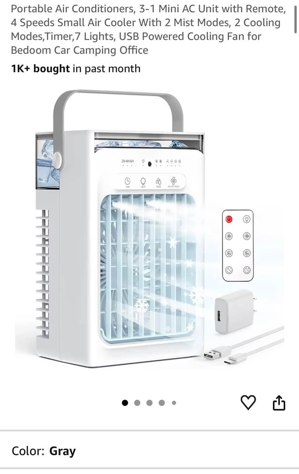 NEW 3-in-1 Mini Portable Air Conditioner Cooling Fan with Remote - photo 3