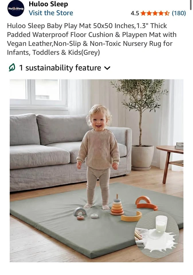 NEW Huloo Sleep Elasti-Foam Baby Play Mat 50”x50”