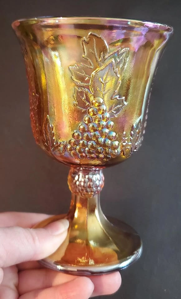 Vintage Amber Carnival Glass Goblet - photo 2