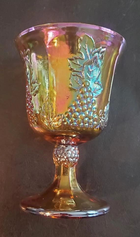 Vintage Amber Carnival Glass Goblet - photo 3