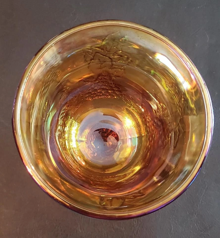Vintage Amber Carnival Glass Goblet - photo 5