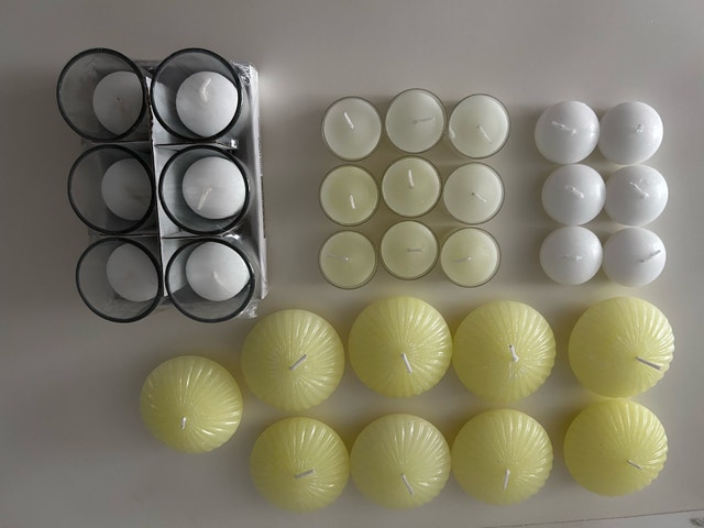 Assorted Votive Candles and Glass Holders