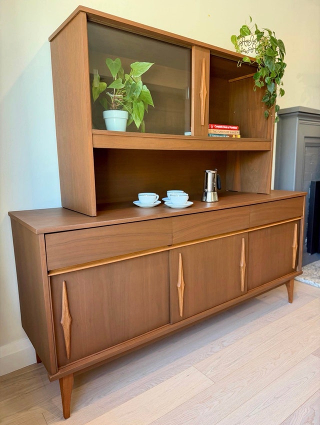 Restored Mid Century Modern Walnut Hutch & Buffet - photo 3