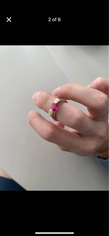 10k 4g Gold Ring with Oval Red Sapphire - photo 2
