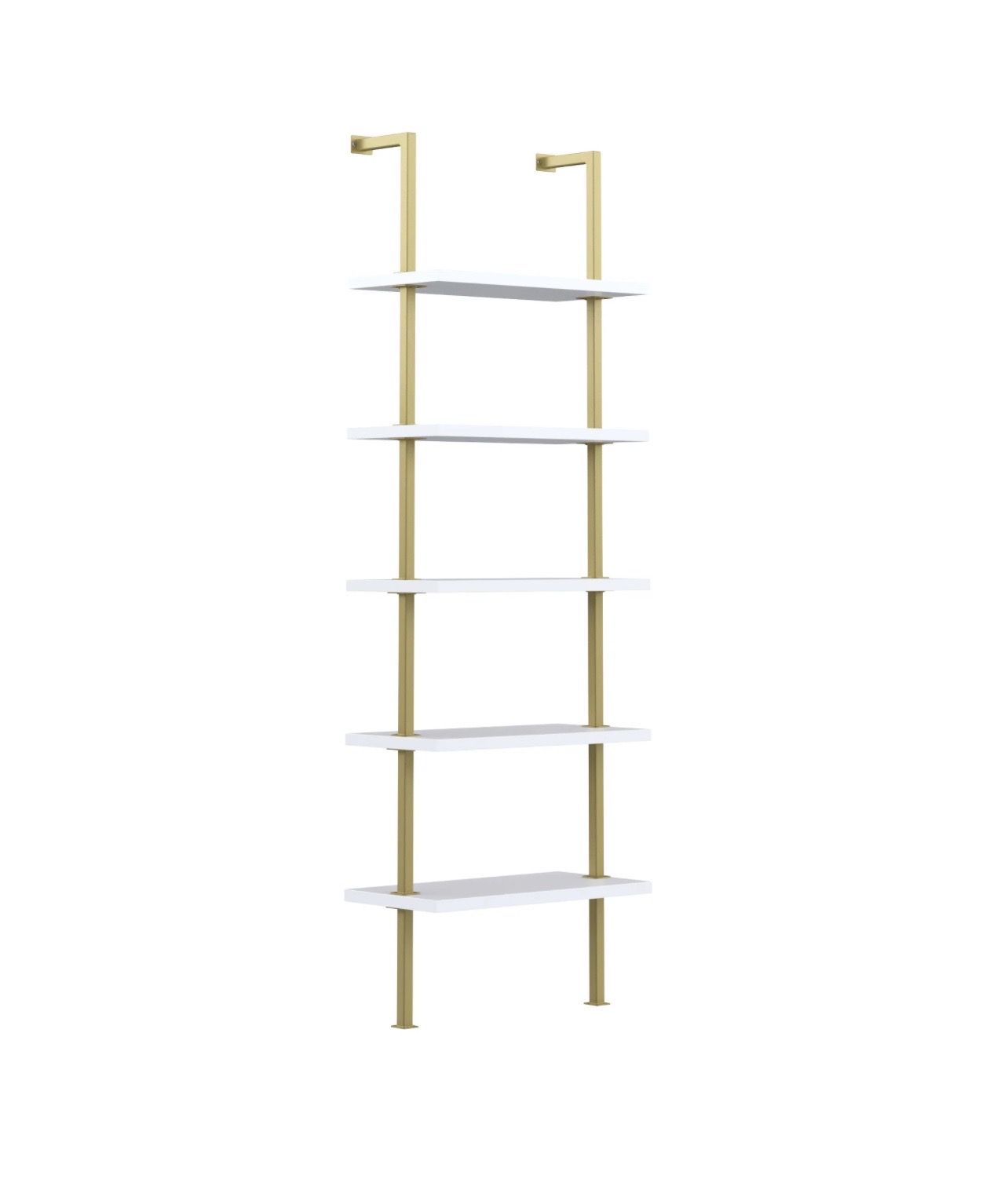 5-Shelf Ladder Bookcase – White & Gold - photo 4