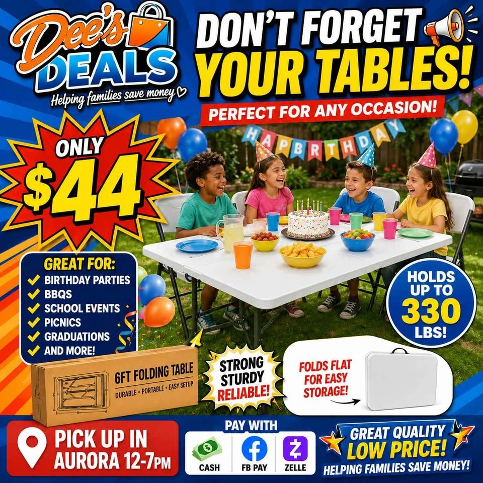 6 foot folding tables BRAND NEW IN BOX ONLY $44! Many available - photo 3