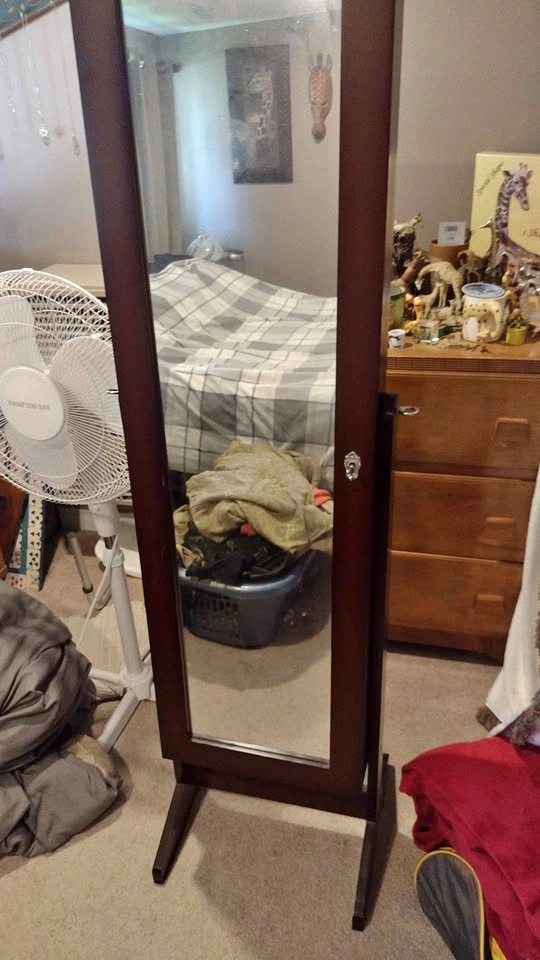 Standing Jewelry Armoire with Full-Length Mirror