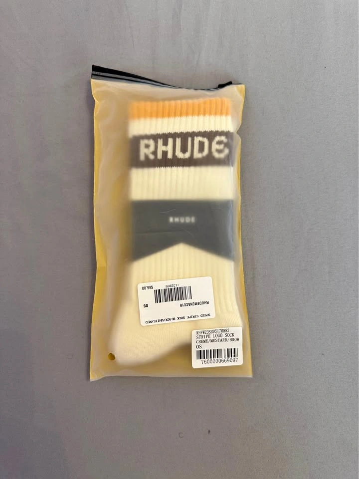 RHUDE Speed Stripe Socks - Creme/Mustard/Brown