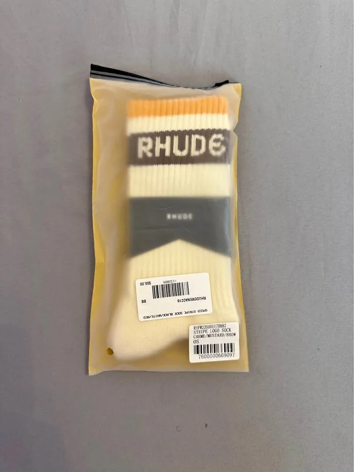 RHUDE Speed Stripe Socks - Creme/Mustard/Brown